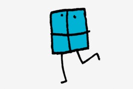 Ilustración del personaje caminando, realizada a mano durante el desarrollo de la identidad gráfica de Shoppi