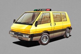 Propuesta de Alfa Romeo para el New York Taxi (1976), concebida como un vehículo específico para el transporte urbano de pasajeros